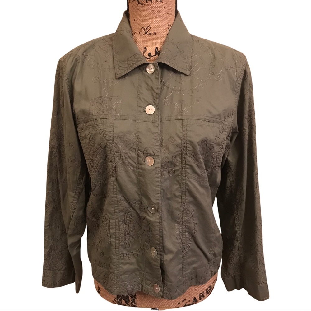 Chico’s Embroidered Lightweight Shirt Jacket